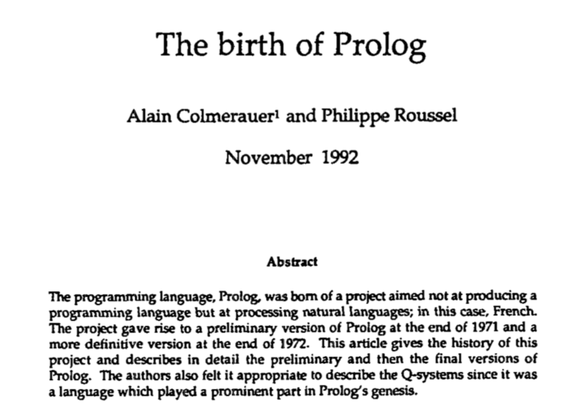 The Birth of Prolog